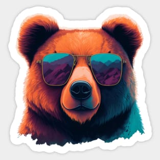 Grizzly Bear in sunglasses Sticker